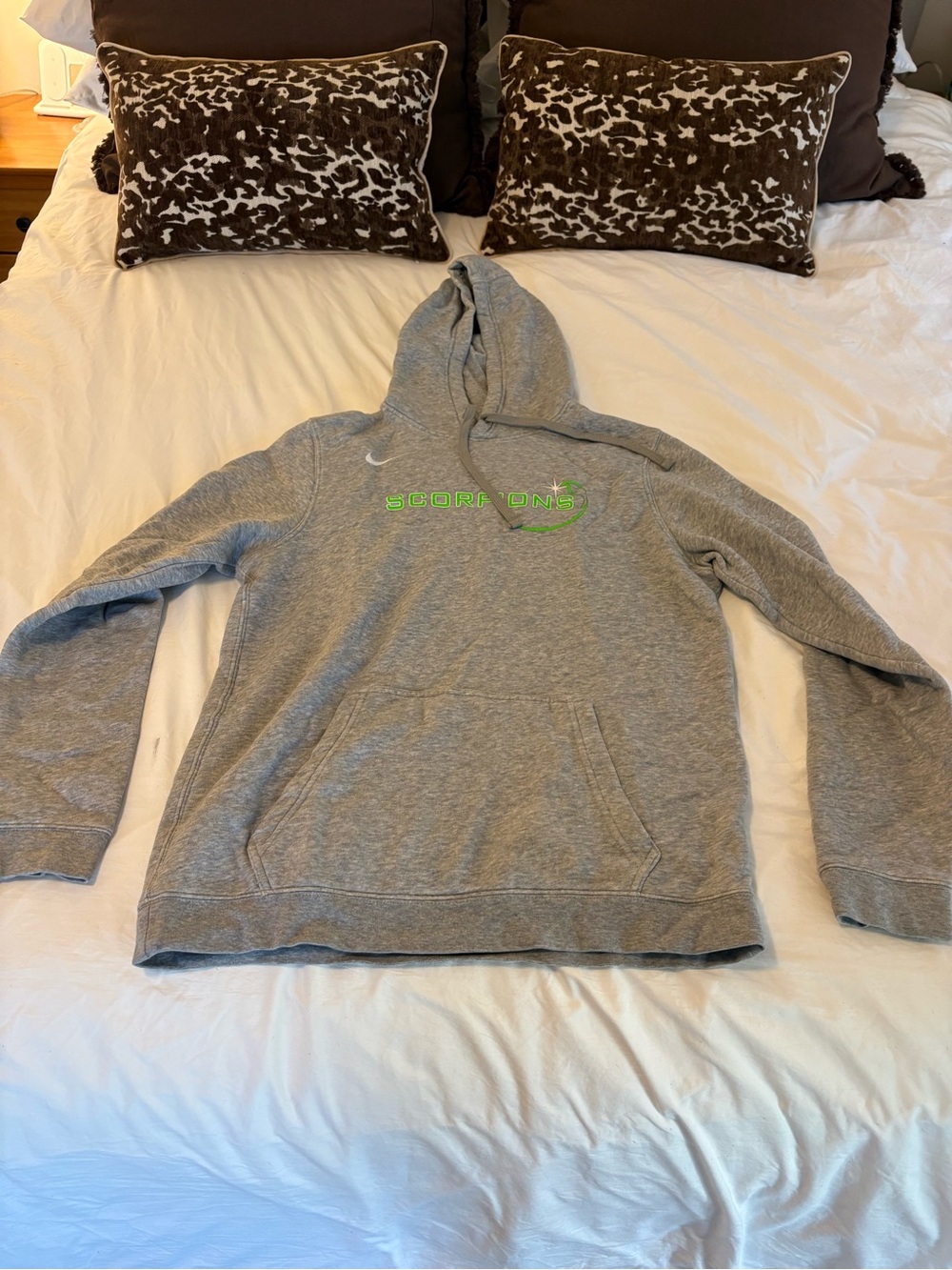 Nike Gray Hoodie with Neon Green Scorpions Chest Logo
